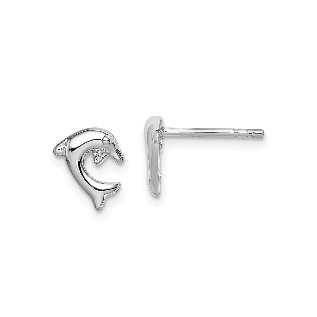 Sterling Silver Dolphin Stud Earrings, Playful Ocean-Inspired Design for Women and Girls