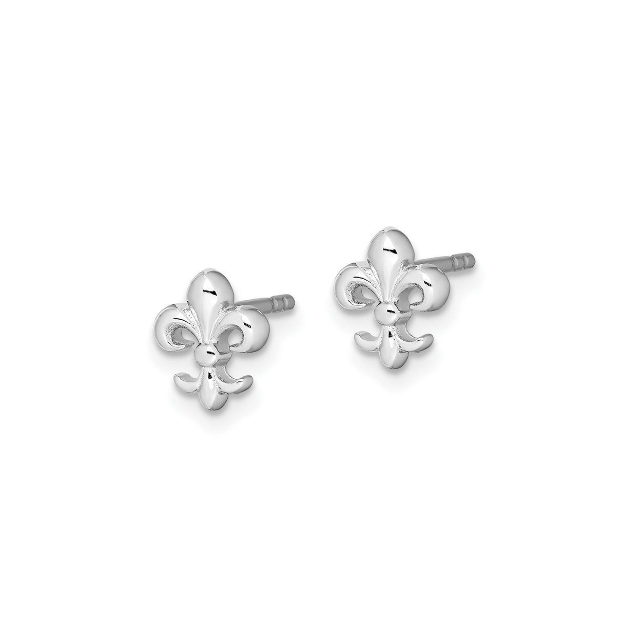 Sterling Silver Fleur de Lis Stud Earrings, Classic French Symbol Design for Women