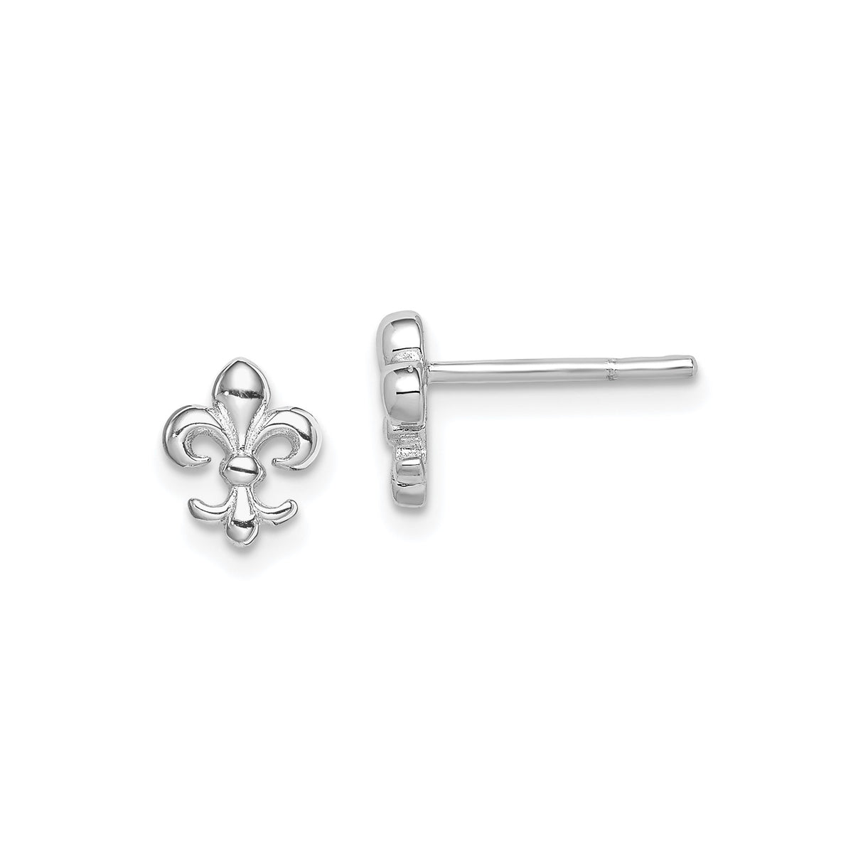 Sterling Silver Fleur de Lis Stud Earrings, Classic French Symbol Design for Women