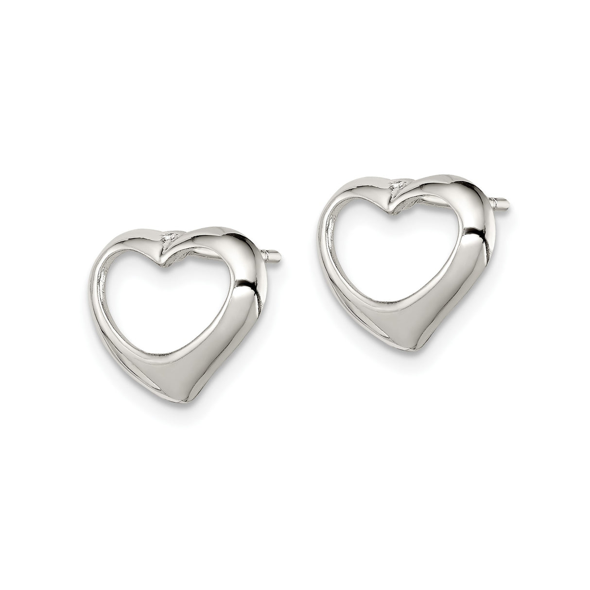 Sterling Silver Heart Stud Earrings with Open Heart Design, Minimalist Romantic Style for Women