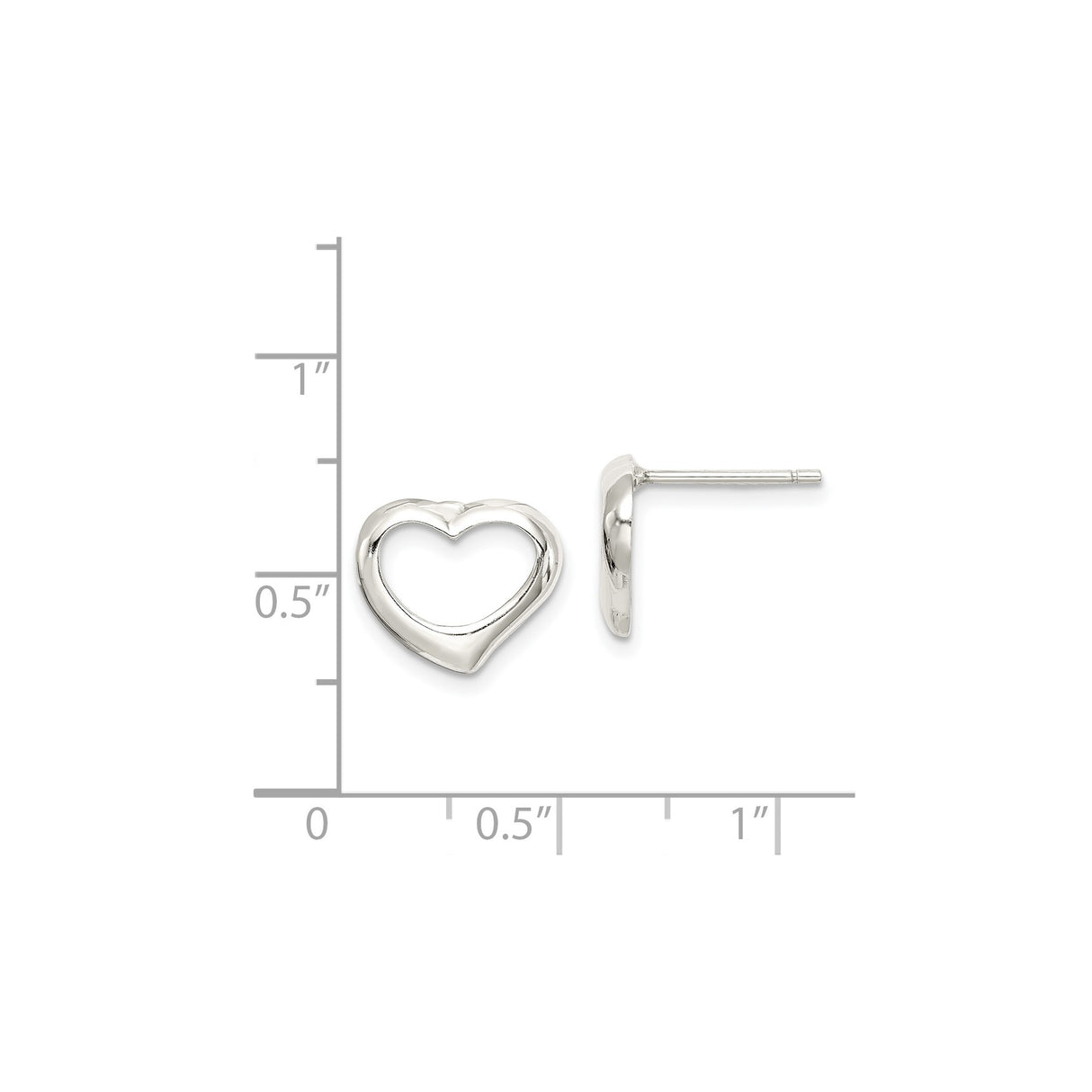 Sterling Silver Heart Stud Earrings with Open Heart Design, Minimalist Romantic Style for Women