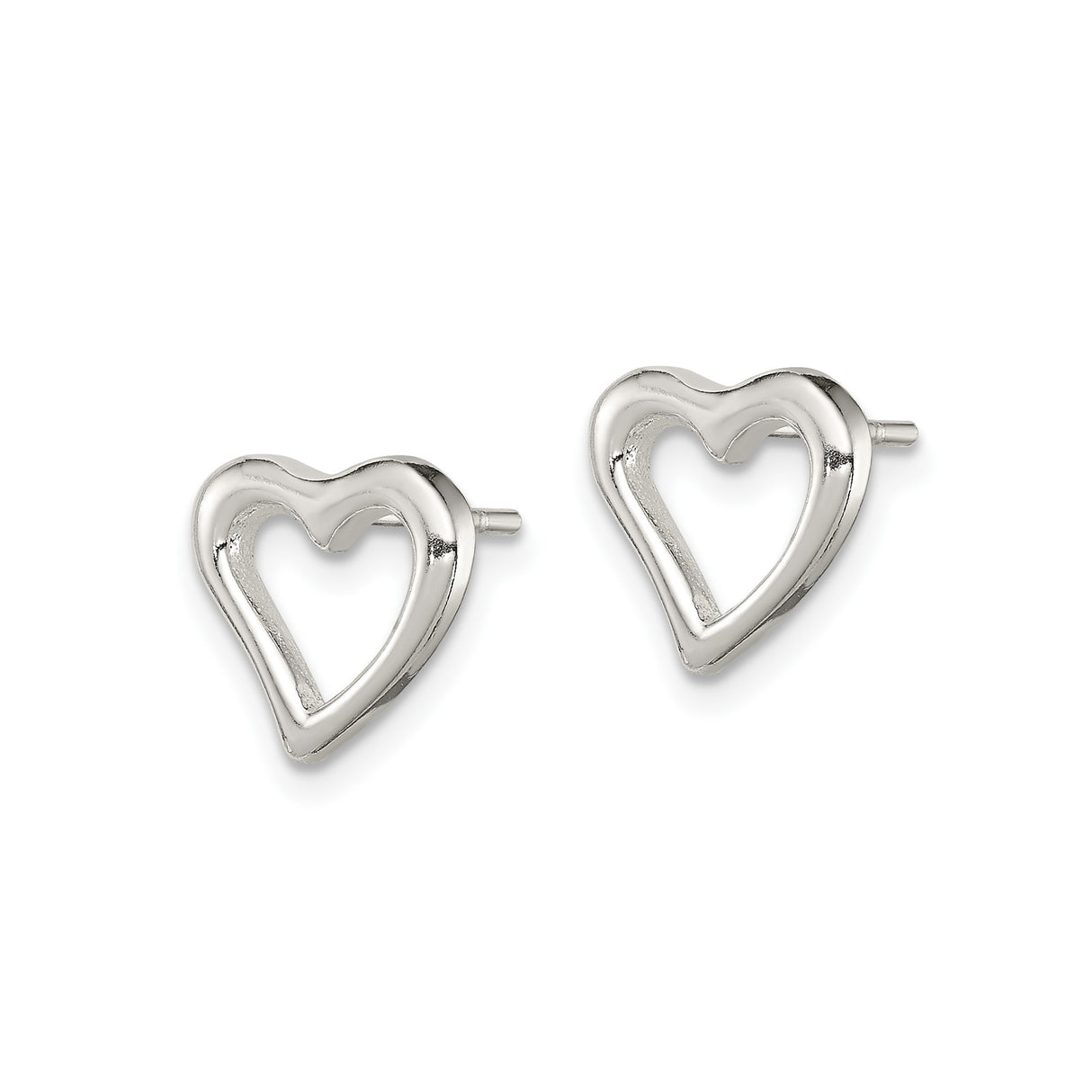 Sterling Silver Heart Stud Earrings, Minimalist Romantic Design for Women