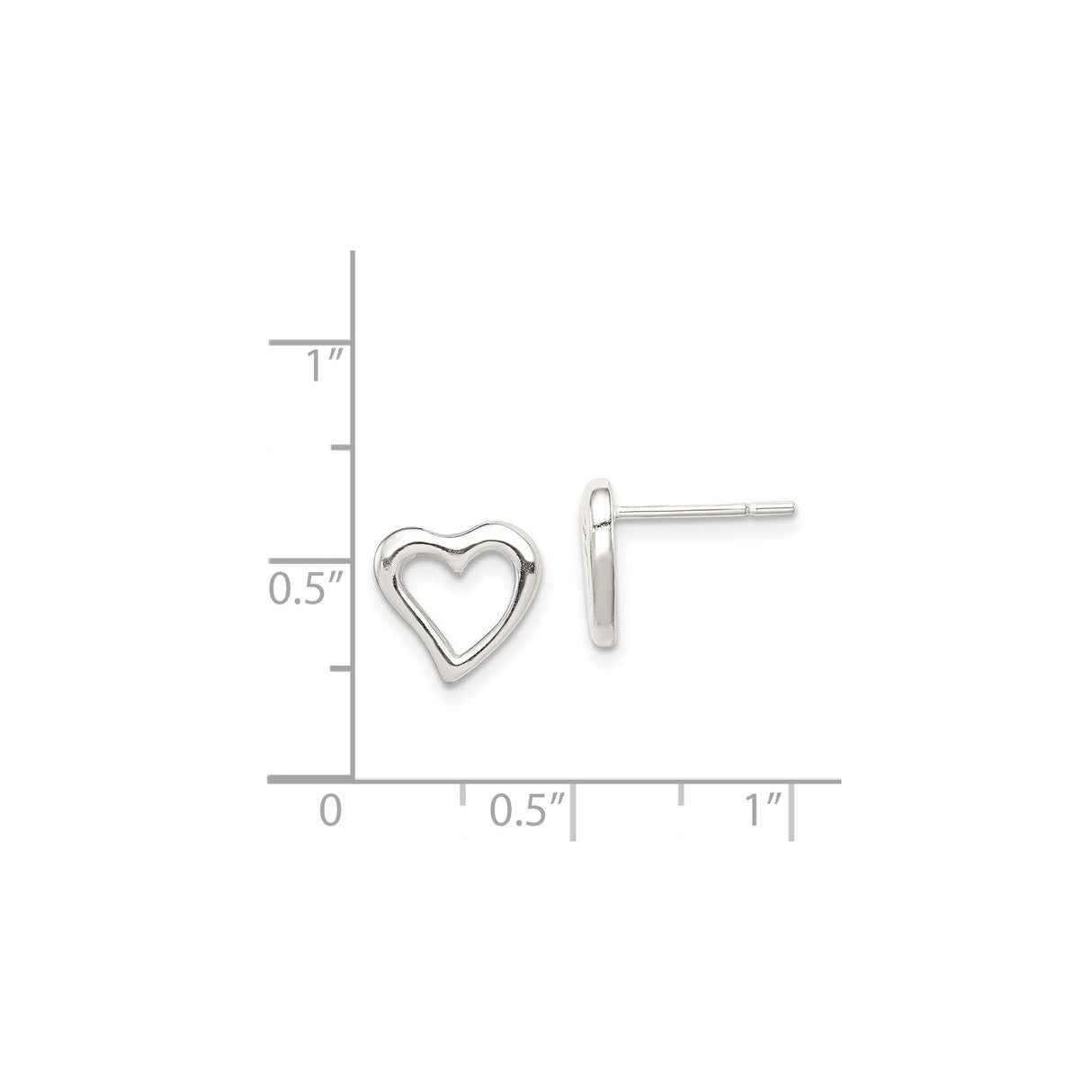 Sterling Silver Heart Stud Earrings, Minimalist Romantic Design for Women