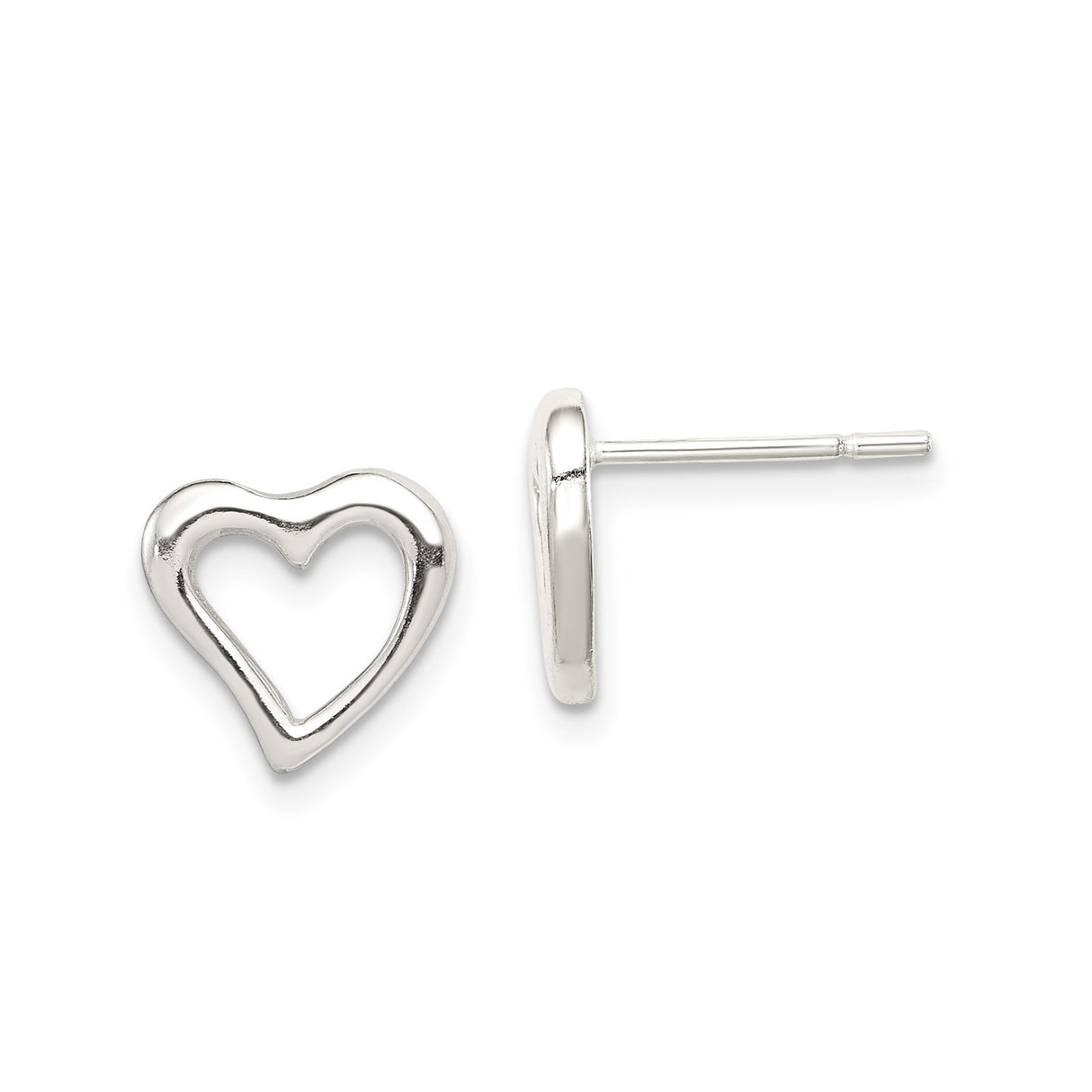 Sterling Silver Heart Stud Earrings, Minimalist Romantic Design for Women
