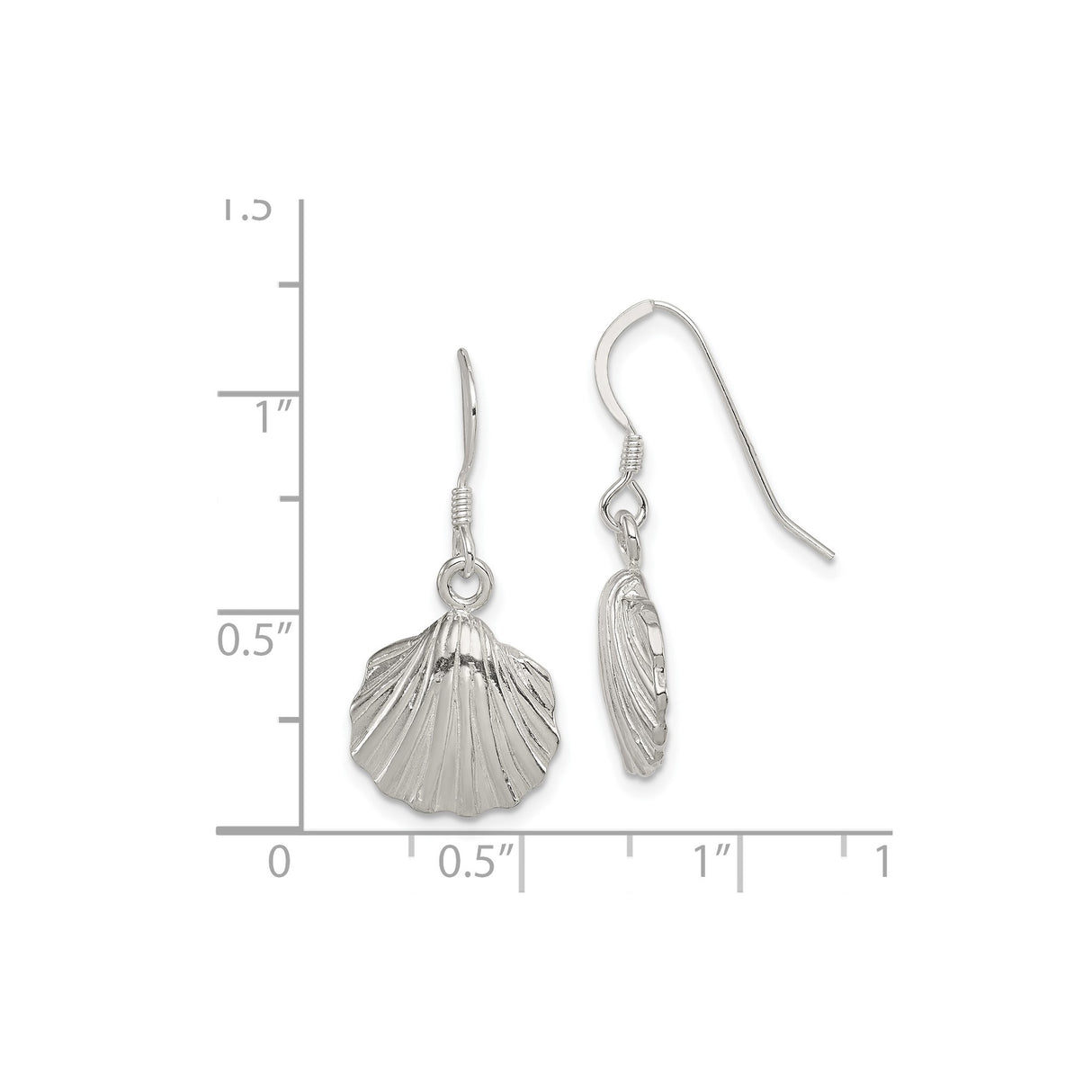 Sterling Silver Seashell Dangle Earrings, Coastal Nautical Ocean-Inspired Design for Women