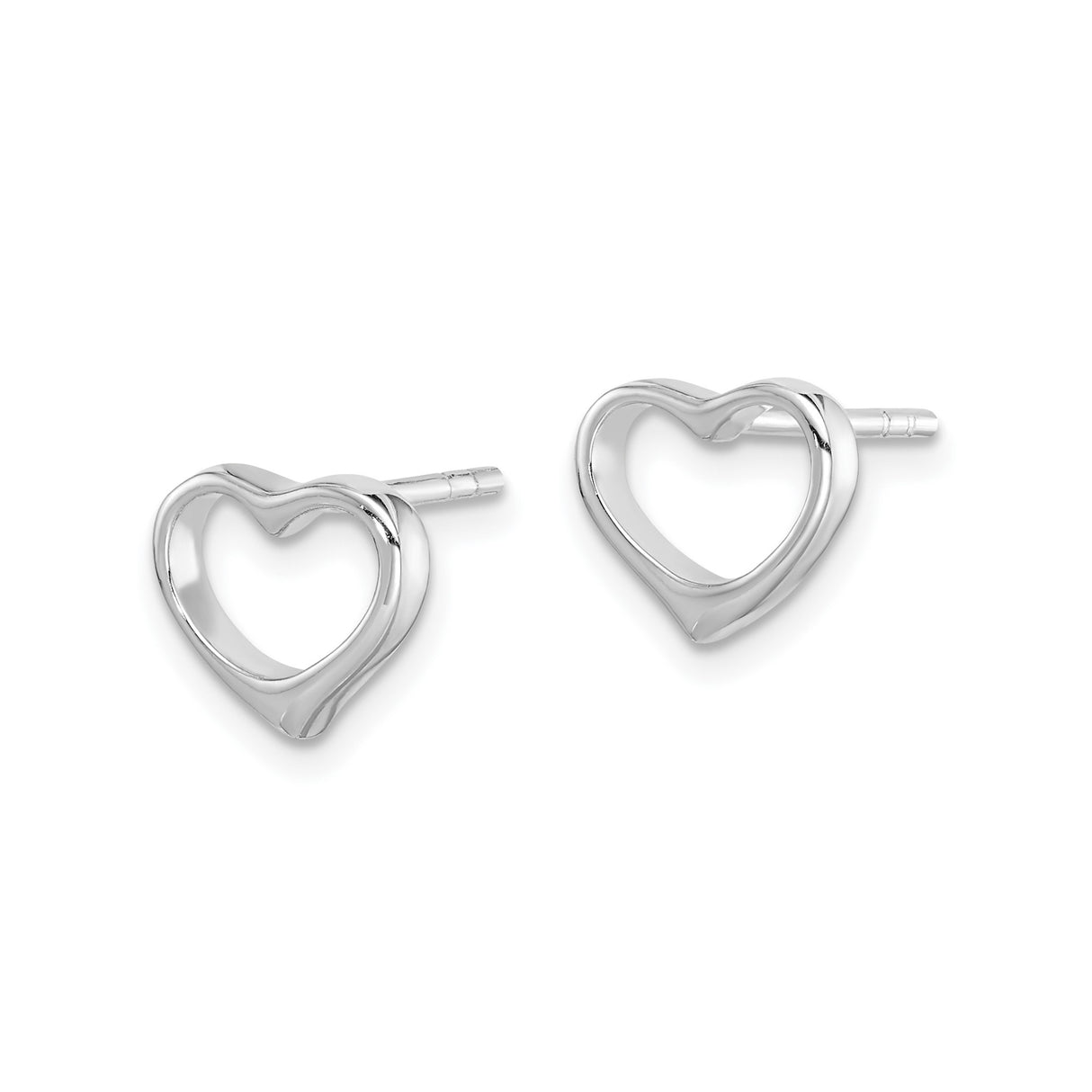 Sterling Silver Heart Shaped Stud Earrings with Open Design, Minimalist Romantic Style