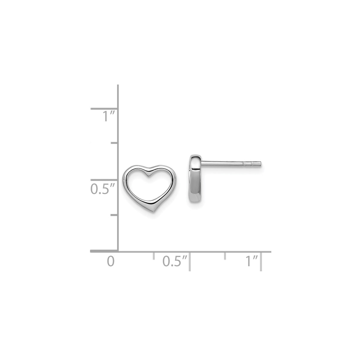 Sterling Silver Heart Shaped Stud Earrings with Open Design, Minimalist Romantic Style