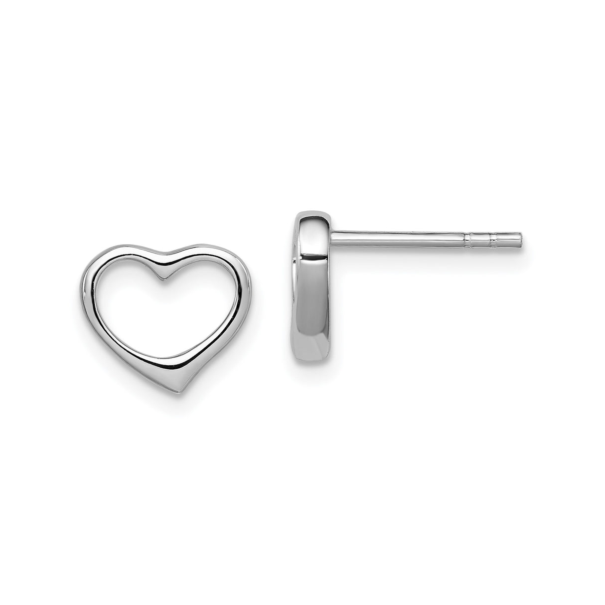 Sterling Silver Heart Shaped Stud Earrings with Open Design, Minimalist Romantic Style