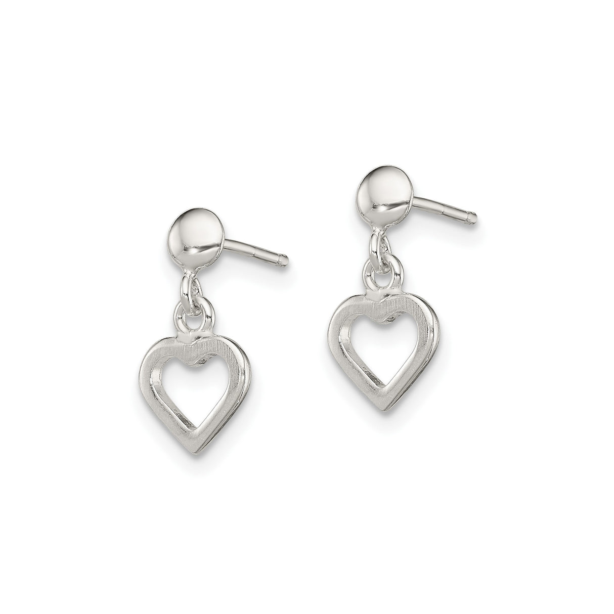 Sterling Silver Heart Dangle Stud Earrings with Open Heart Charms, Minimalist Jewelry for Women