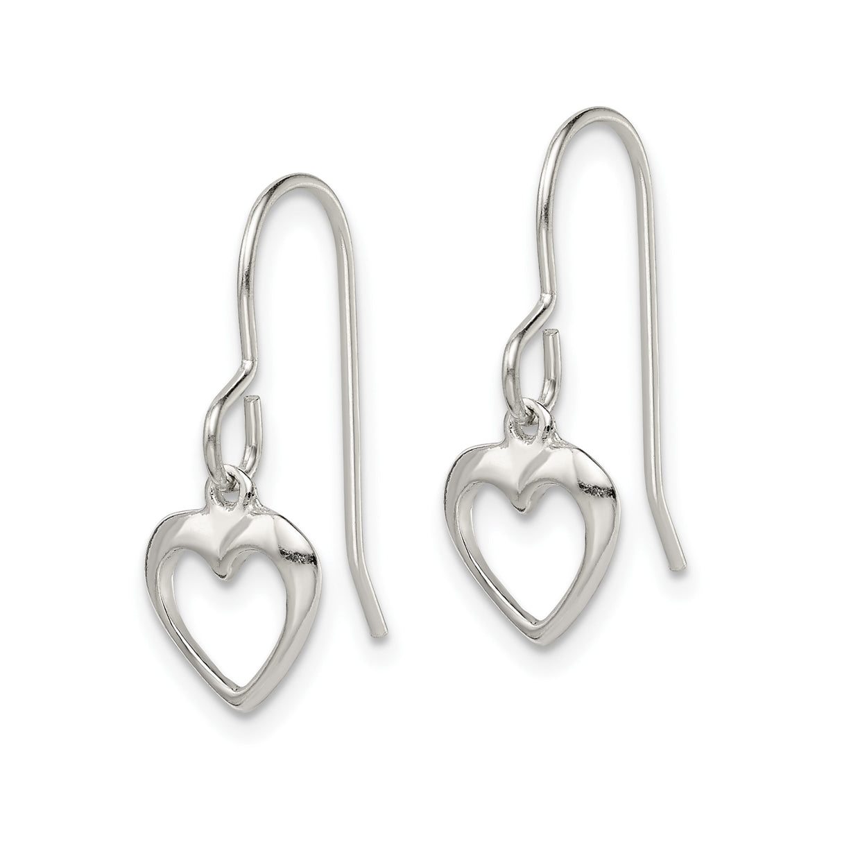 Sterling Silver Dangle Earrings with Open Heart Charms, Romantic Drop Design for Women