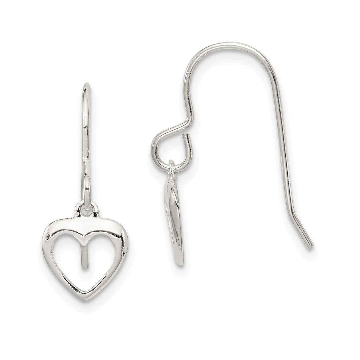 Sterling Silver Dangle Earrings with Open Heart Charms, Romantic Drop Design for Women