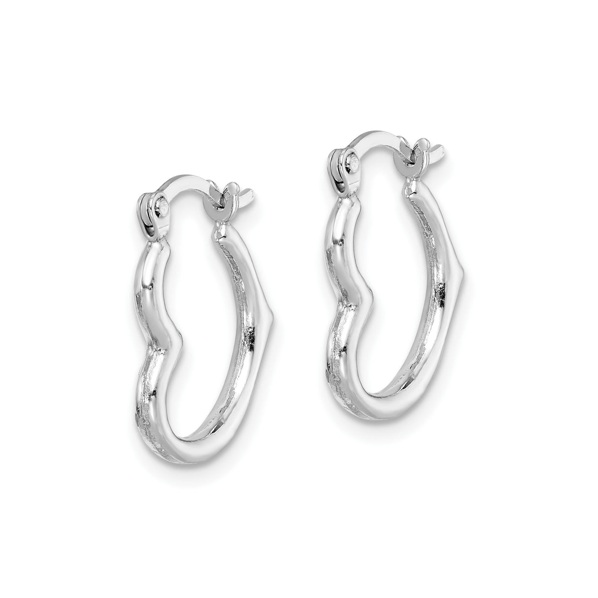 Sterling Silver Heart Shaped Hoop Earrings, Smooth Polished Finish, Modern Romantic Style for Women