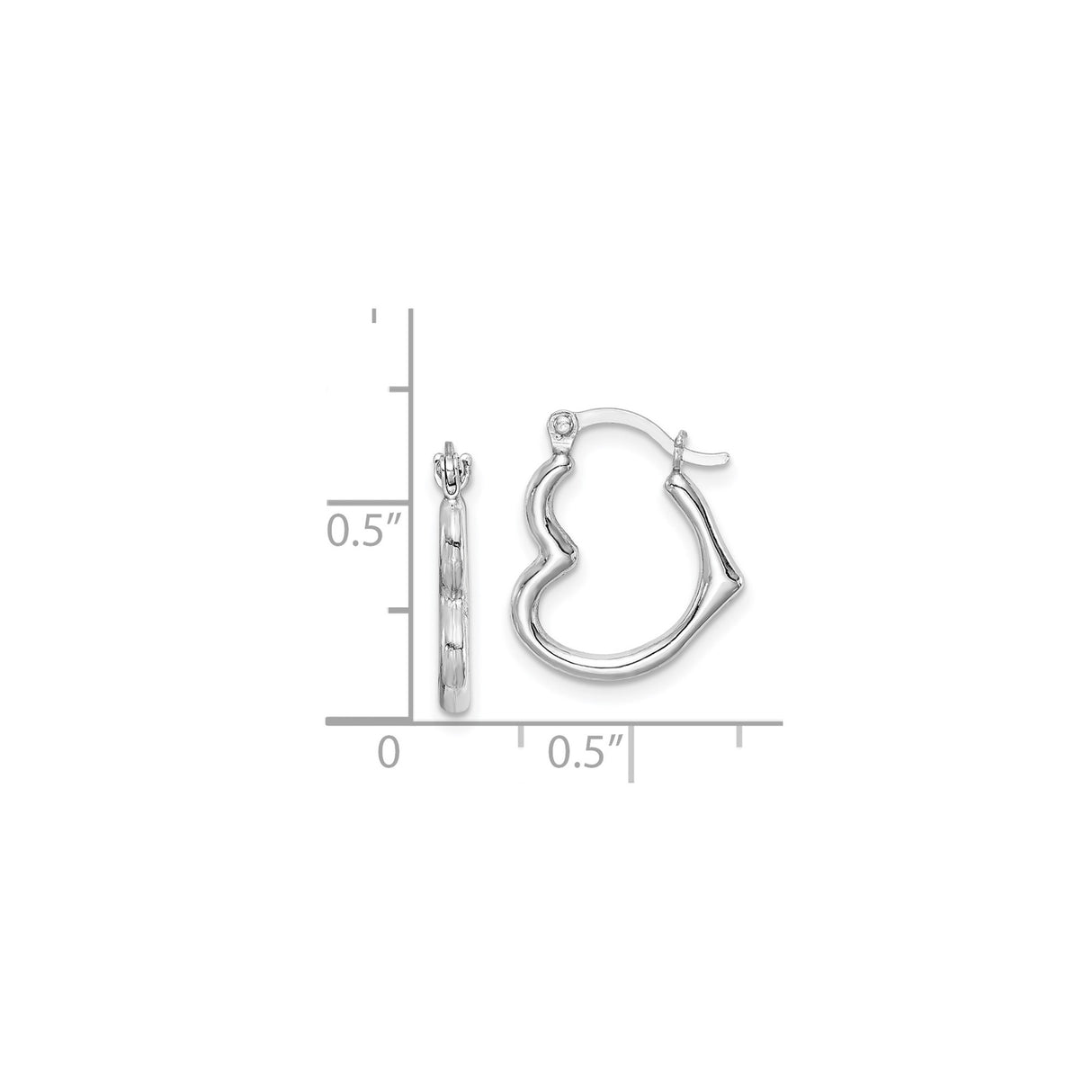 Sterling Silver Heart Shaped Hoop Earrings, Smooth Polished Finish, Modern Romantic Style for Women