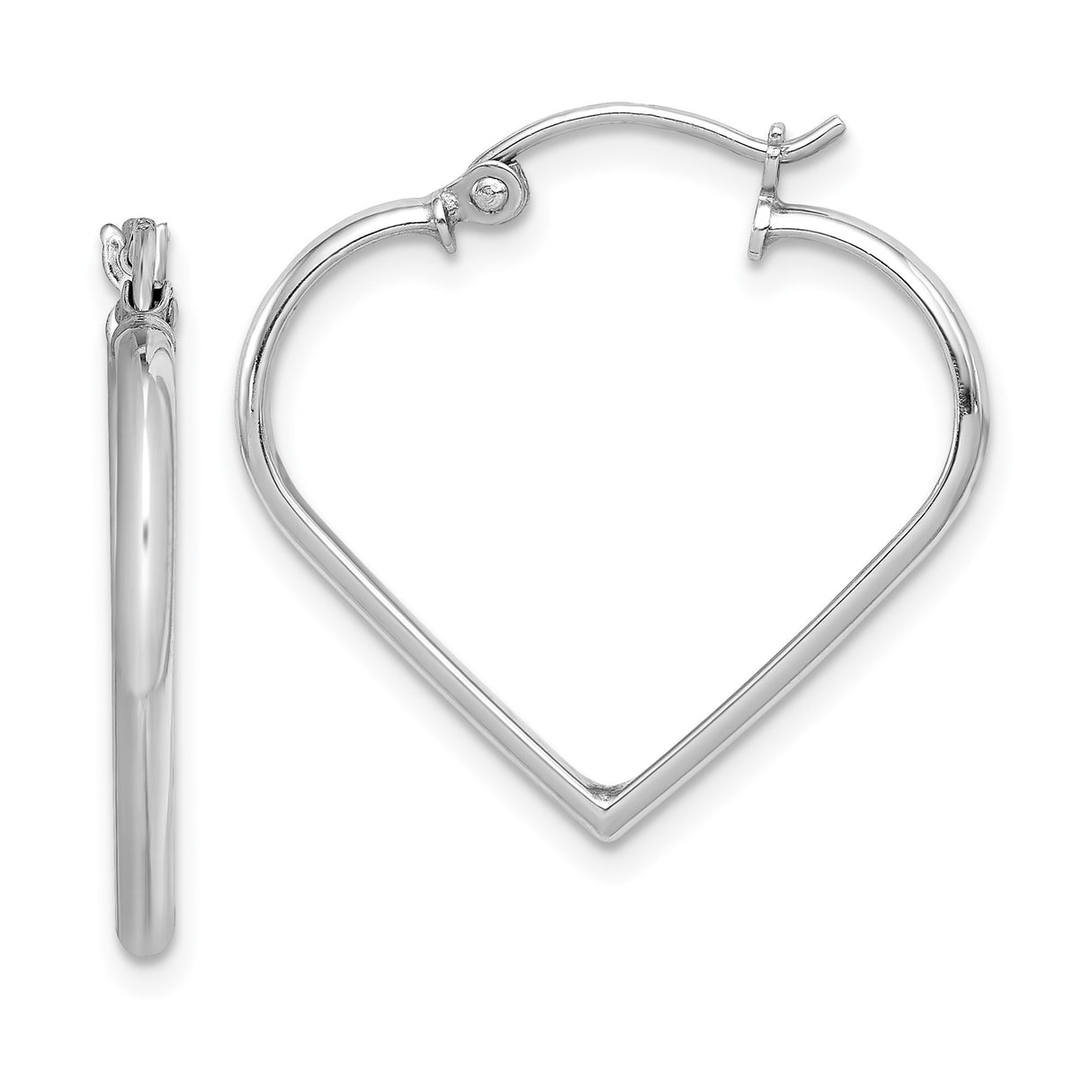 Sterling Silver Heart Shaped Hoop Earrings, Minimalist Modern Love Motif for Women