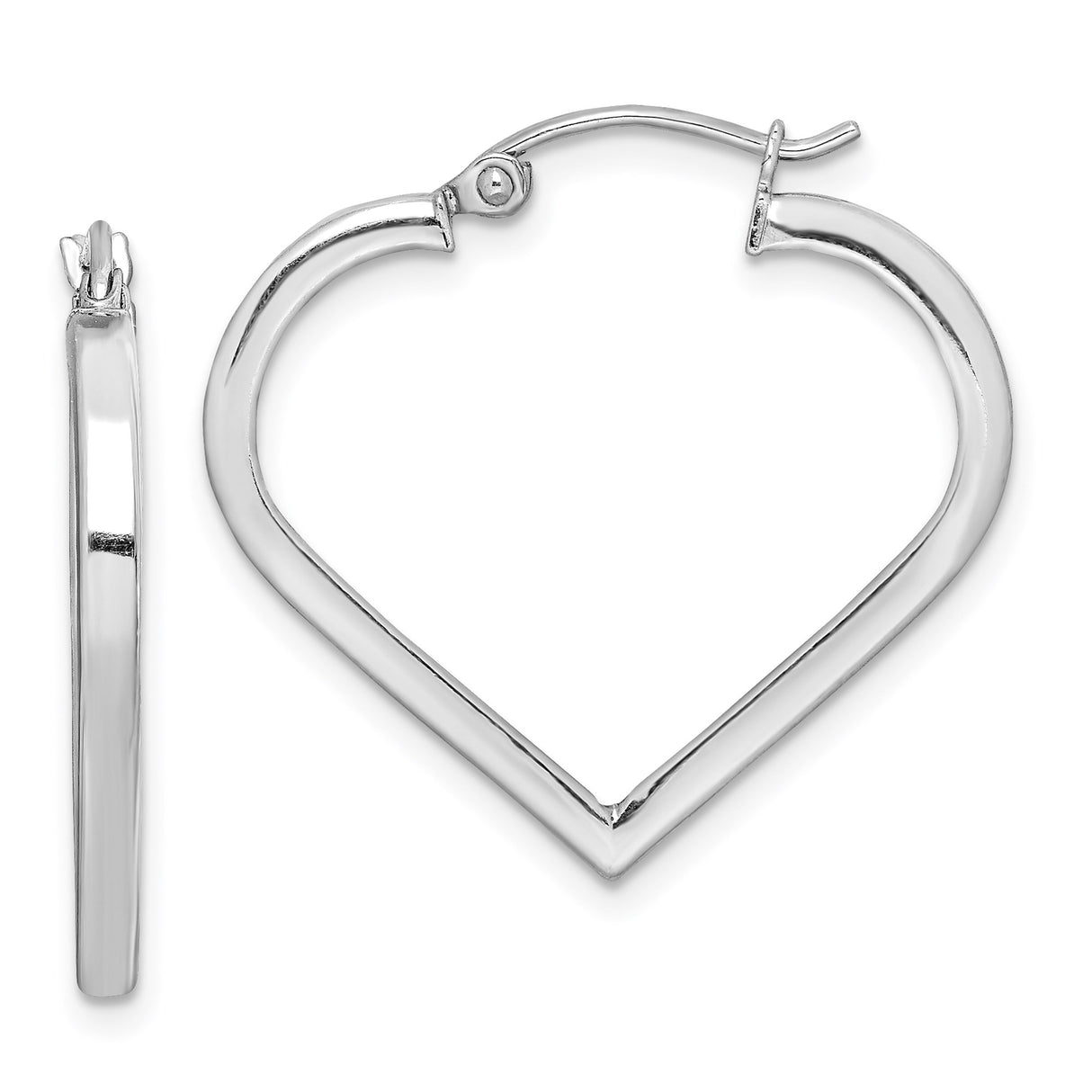 Sterling Silver Heart Shaped Hoop Earrings, Minimalist Lightweight Design for Women