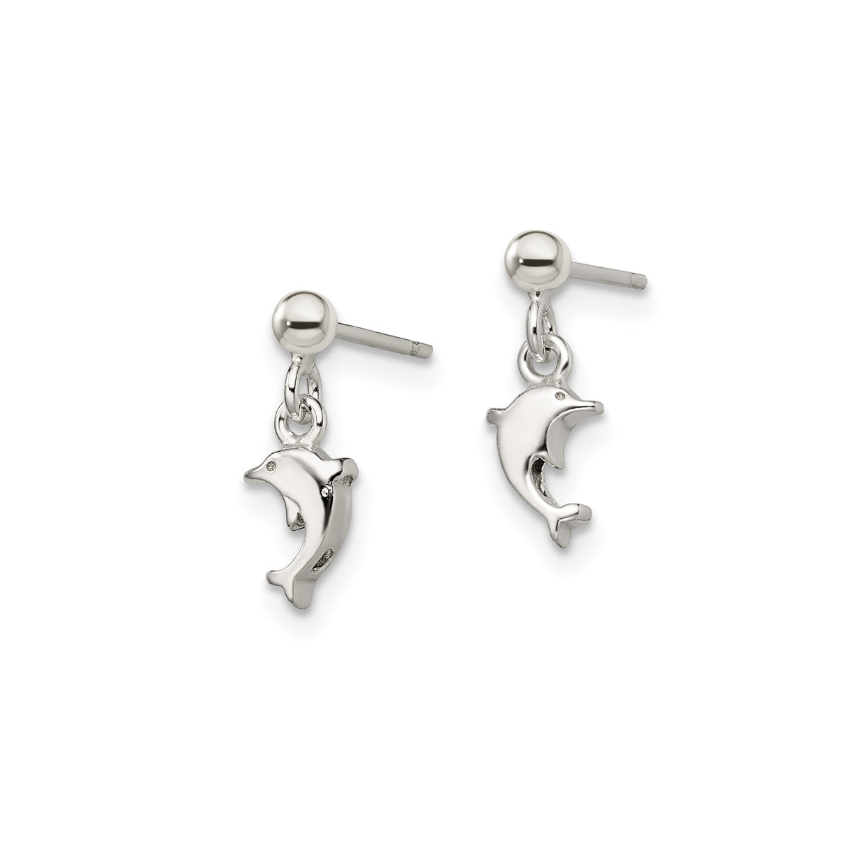 Sterling Silver Dolphin and Flip Flop Dangle Earrings, Ocean Theme Jewelry for Women