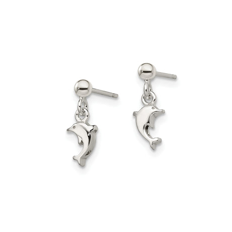 Sterling Silver Dolphin and Flip Flop Dangle Earrings, Ocean Theme Jewelry for Women