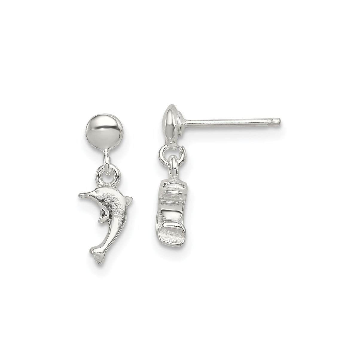 Sterling Silver Dolphin and Flip Flop Dangle Earrings, Ocean Theme Jewelry for Women