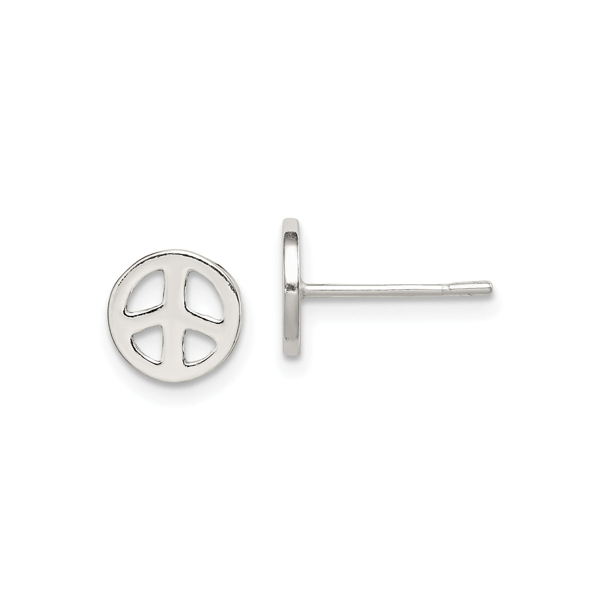 Sterling Silver Peace Sign Stud Earrings with Round Cutout Design, Minimalist Boho Style