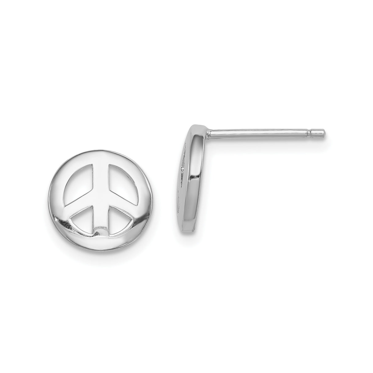 Sterling Silver Peace Sign Stud Earrings, Cutout Symbol Design, Boho Spiritual Style