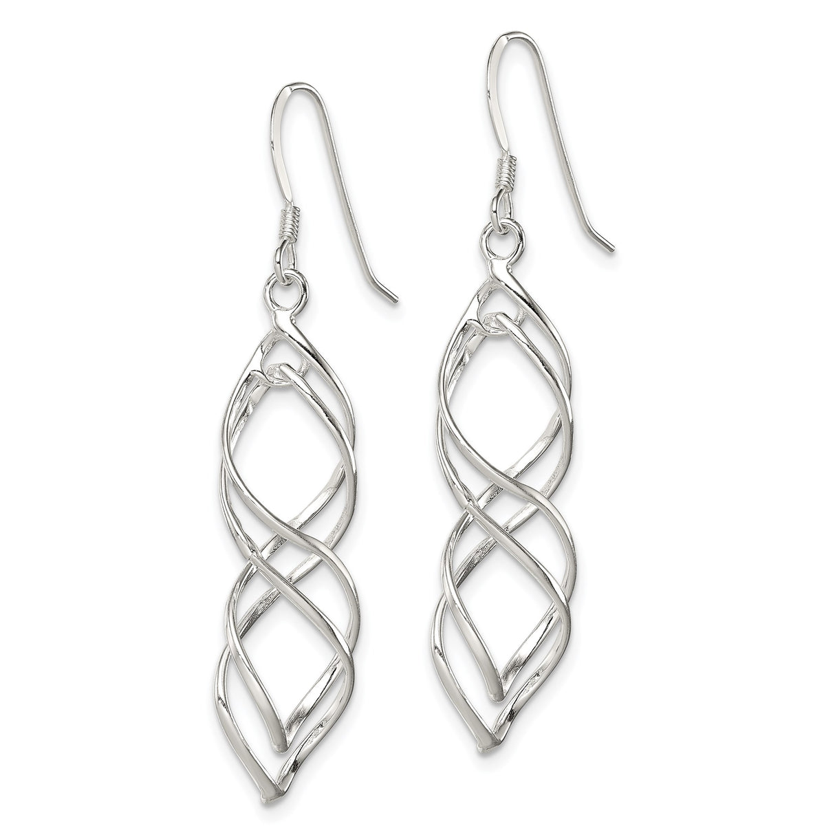 Sterling Silver Dangle Earrings with Open Twisted Vine Design