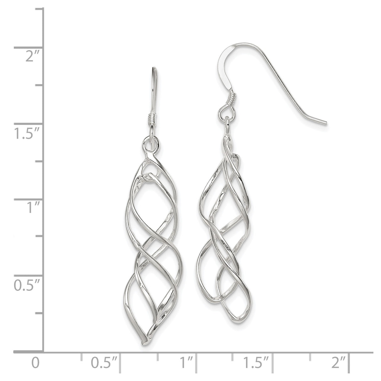 Sterling Silver Dangle Earrings with Open Twisted Vine Design