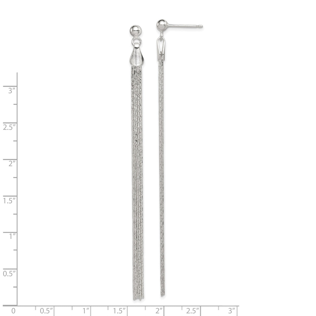 Sterling Silver Tassel Drop Earrings, Lightweight Multi-Strand Chain, Modern Linear Design