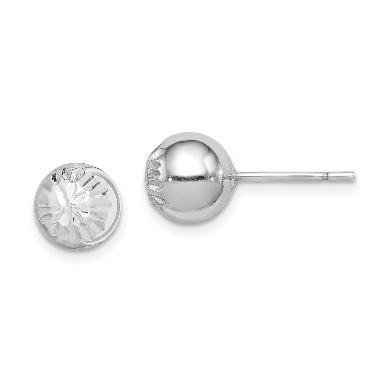 Sterling Silver Sunburst Stud Earrings, Faceted Round Design, Minimalist Style for Women or Unisex Wear