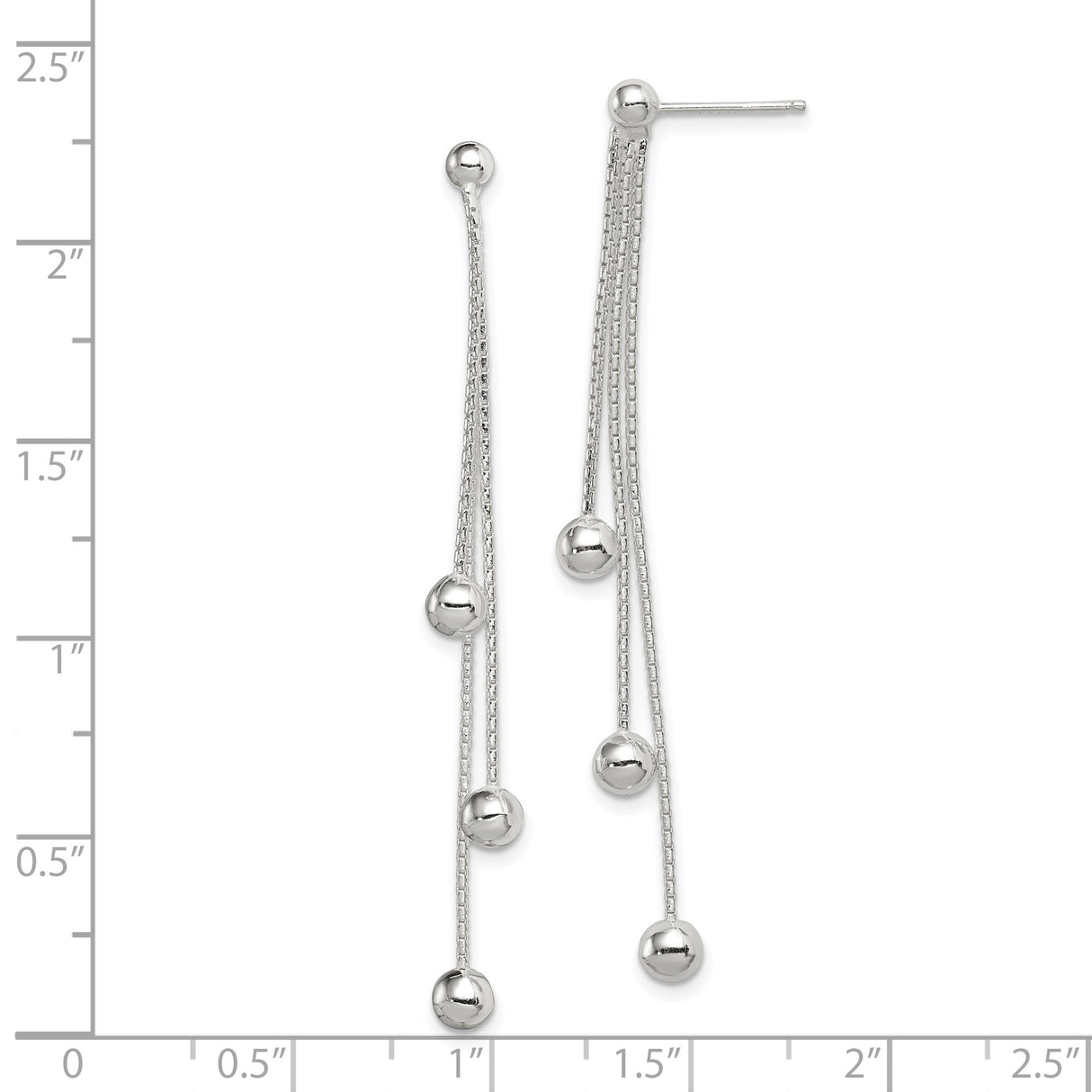 Sterling Silver Dangle Earrings with Multi Strand Box Chains and Polished Ball Accents