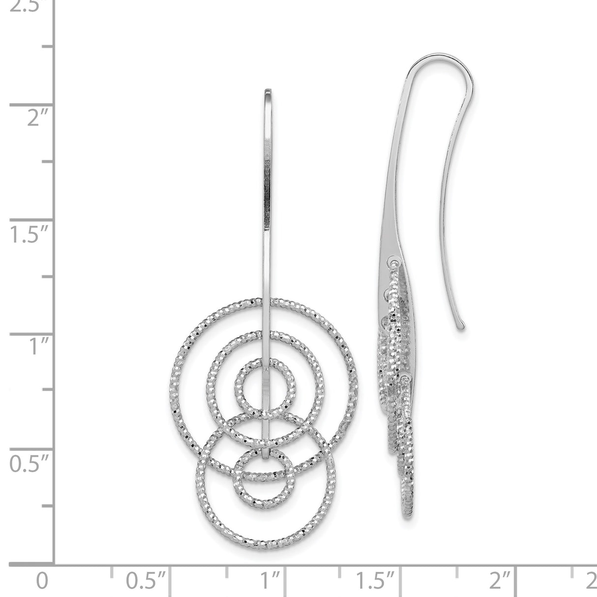 Sterling Silver Dangle Earrings with Layered Open Circles and Textured Finish