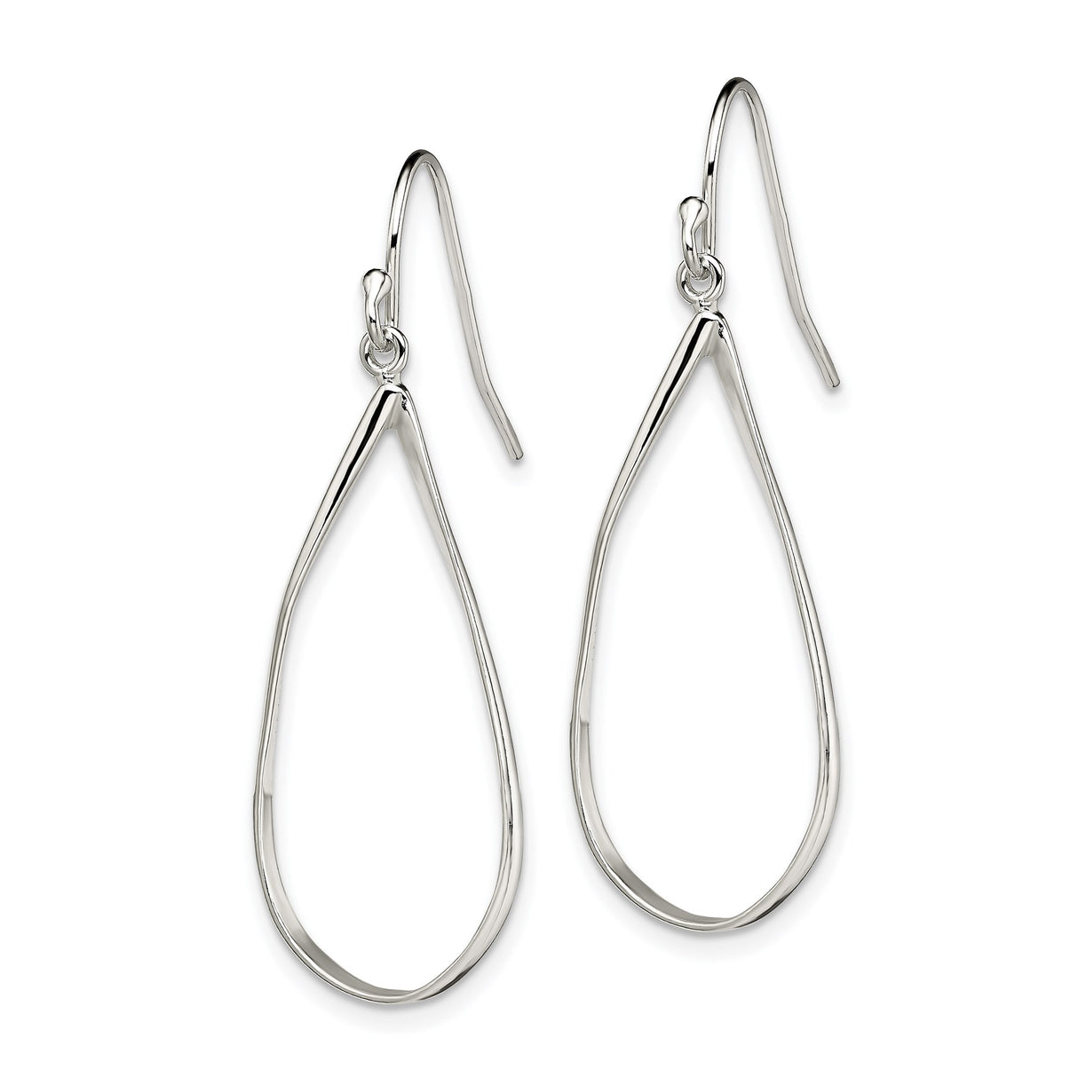 Sterling Silver Teardrop Dangle Earrings with Open Loop Design, Lightweight Modern Style