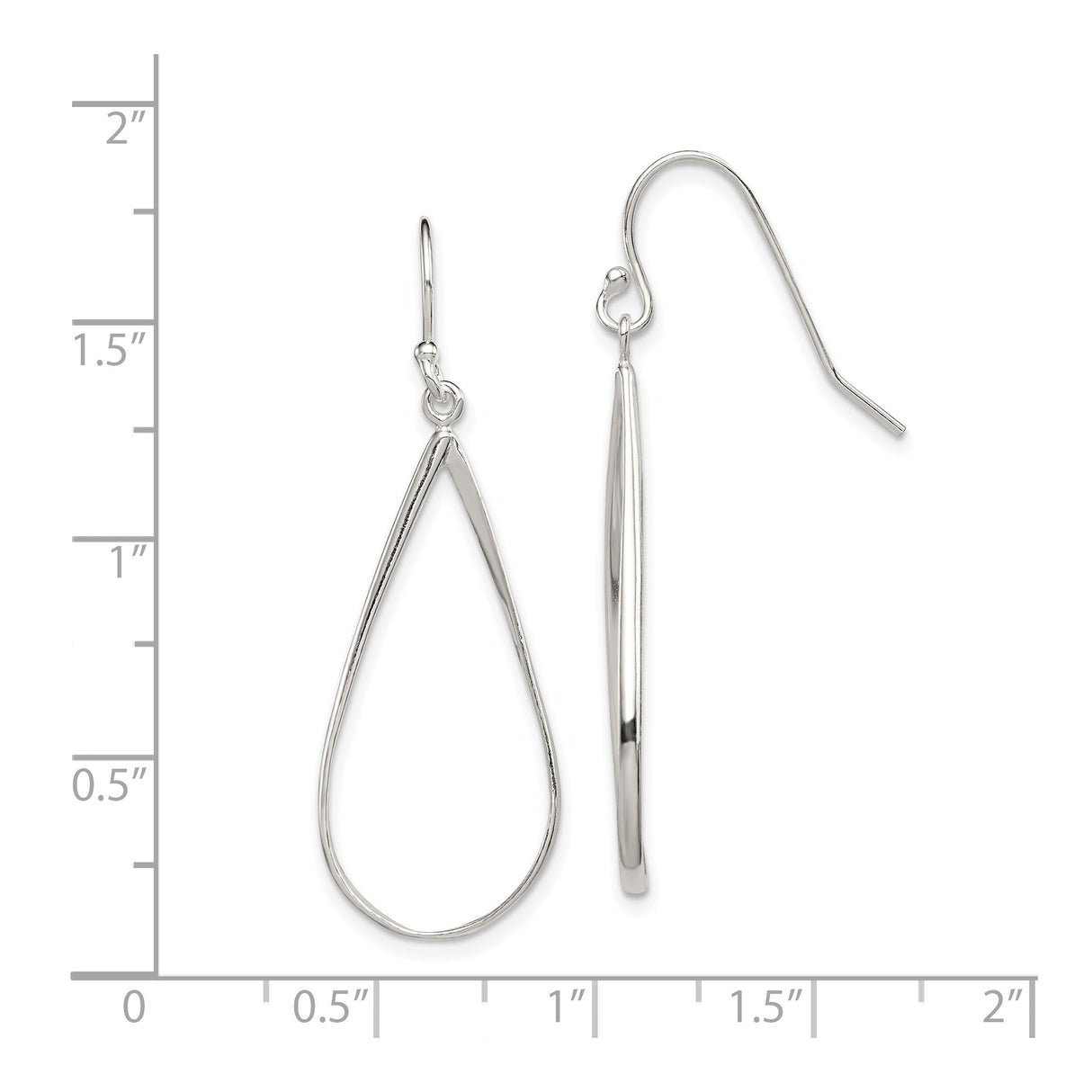 Sterling Silver Teardrop Dangle Earrings with Open Loop Design, Lightweight Modern Style