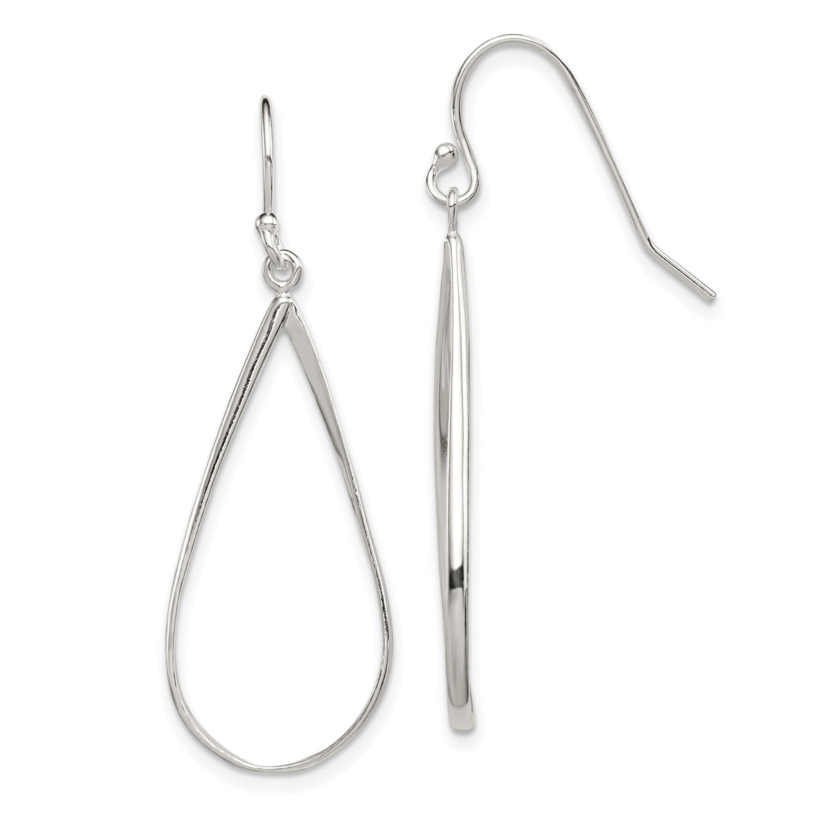 Sterling Silver Teardrop Dangle Earrings with Open Loop Design, Lightweight Modern Style