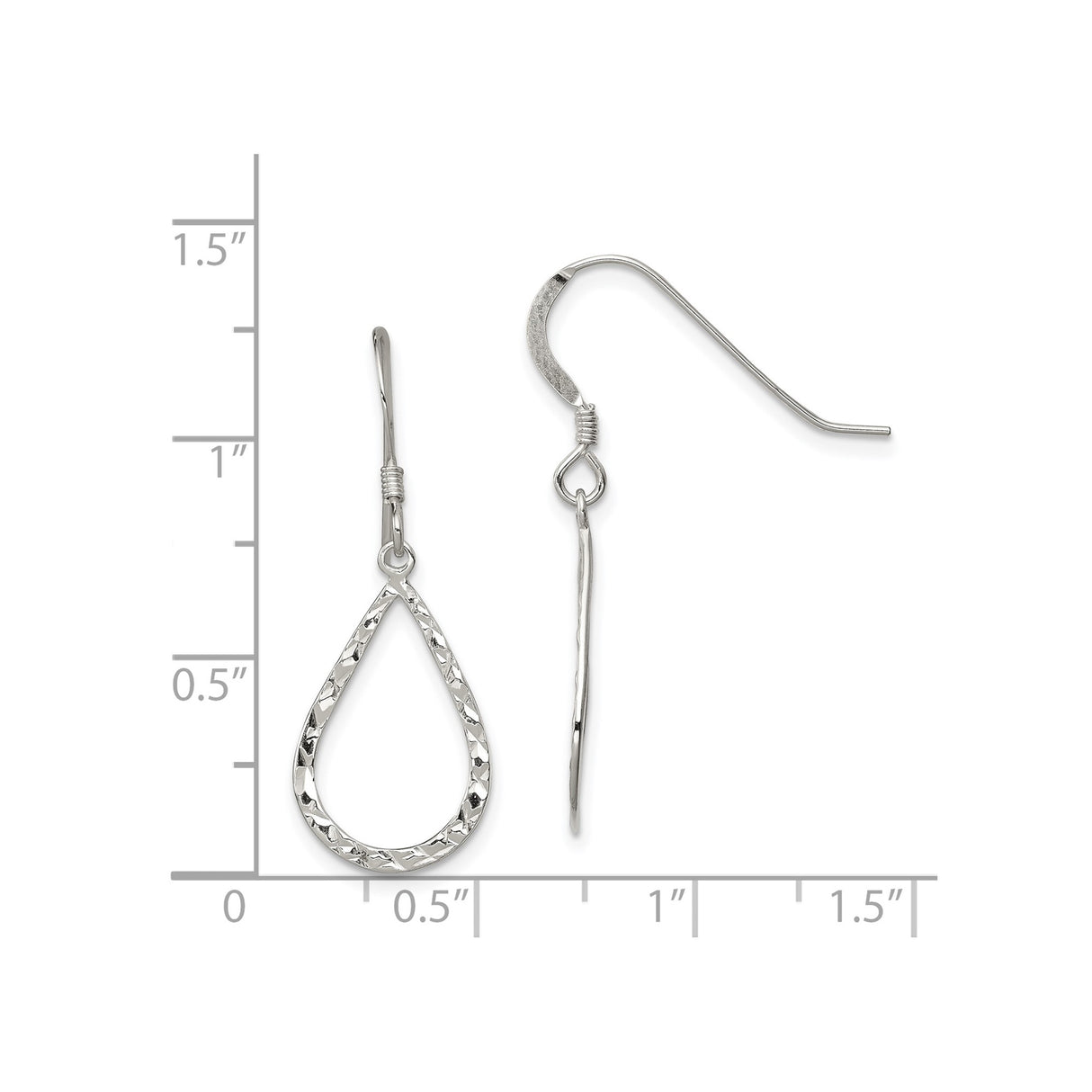 Sterling Silver Teardrop Dangle Earrings with Hammered Texture and Matte Finish