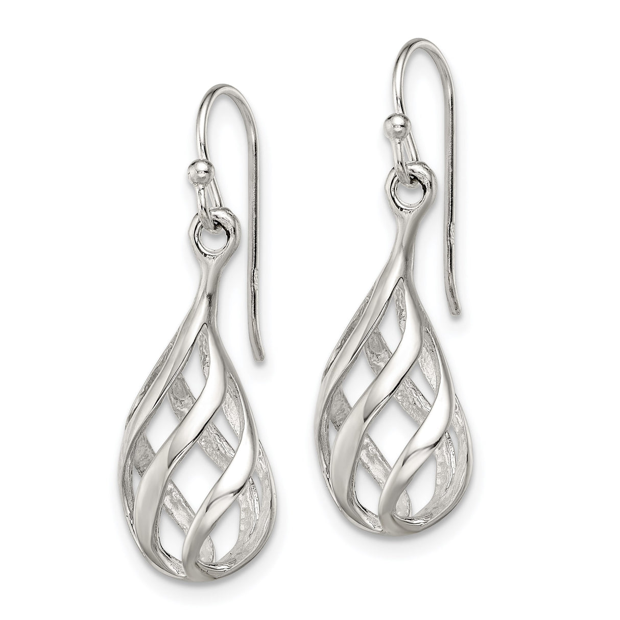 Sterling Silver Dangle Earrings with Open Teardrop Twist and Intertwined Loop Design