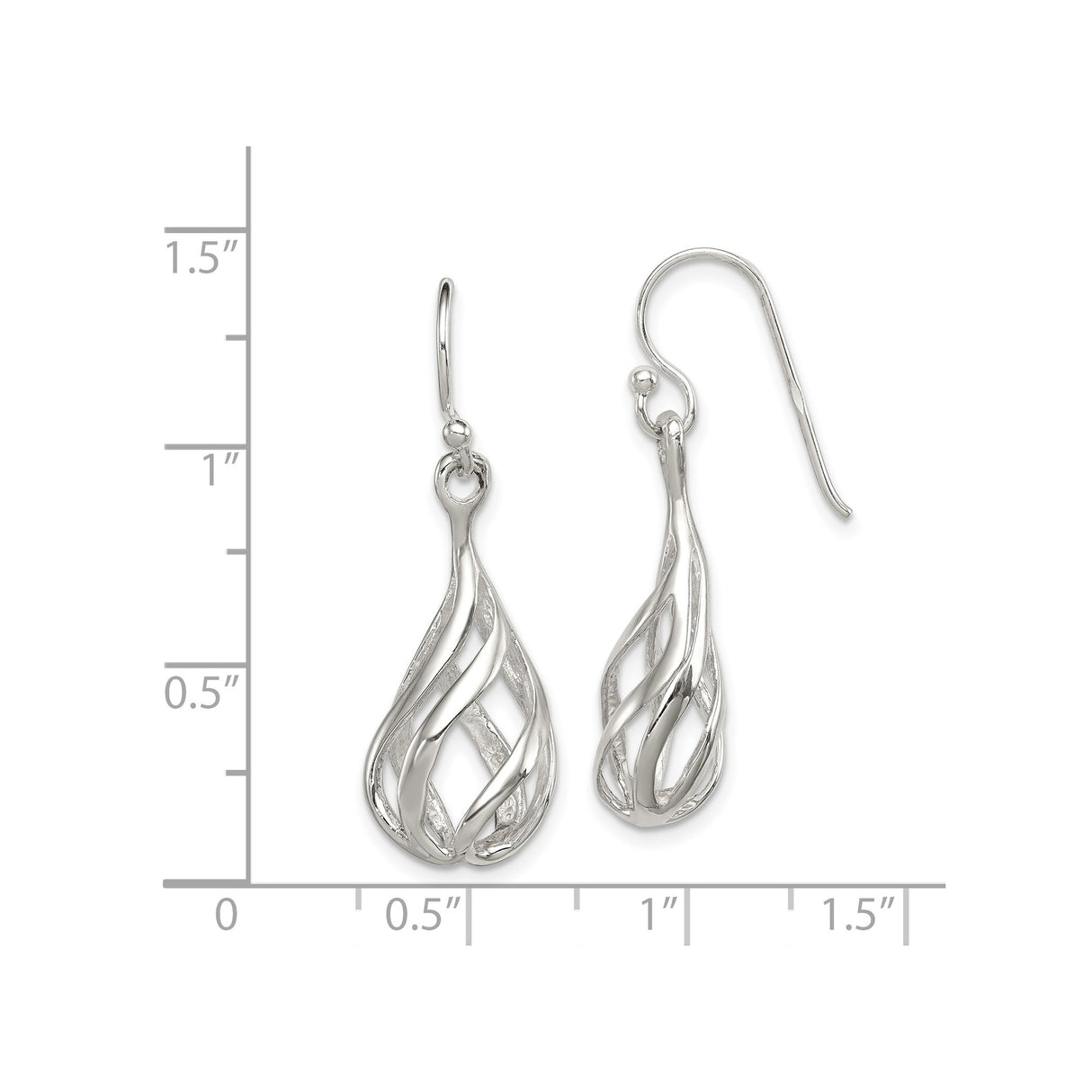 Sterling Silver Dangle Earrings with Open Teardrop Twist and Intertwined Loop Design