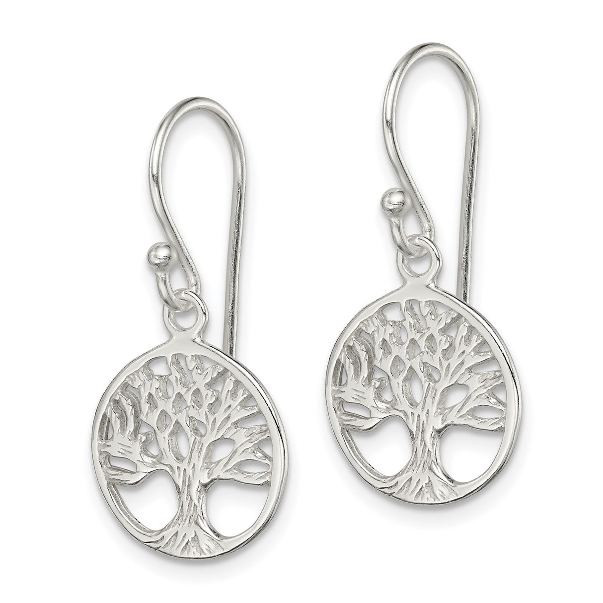 Sterling Silver Tree of Life Dangle Earrings, Openwork Celtic Spiritual Design for Women