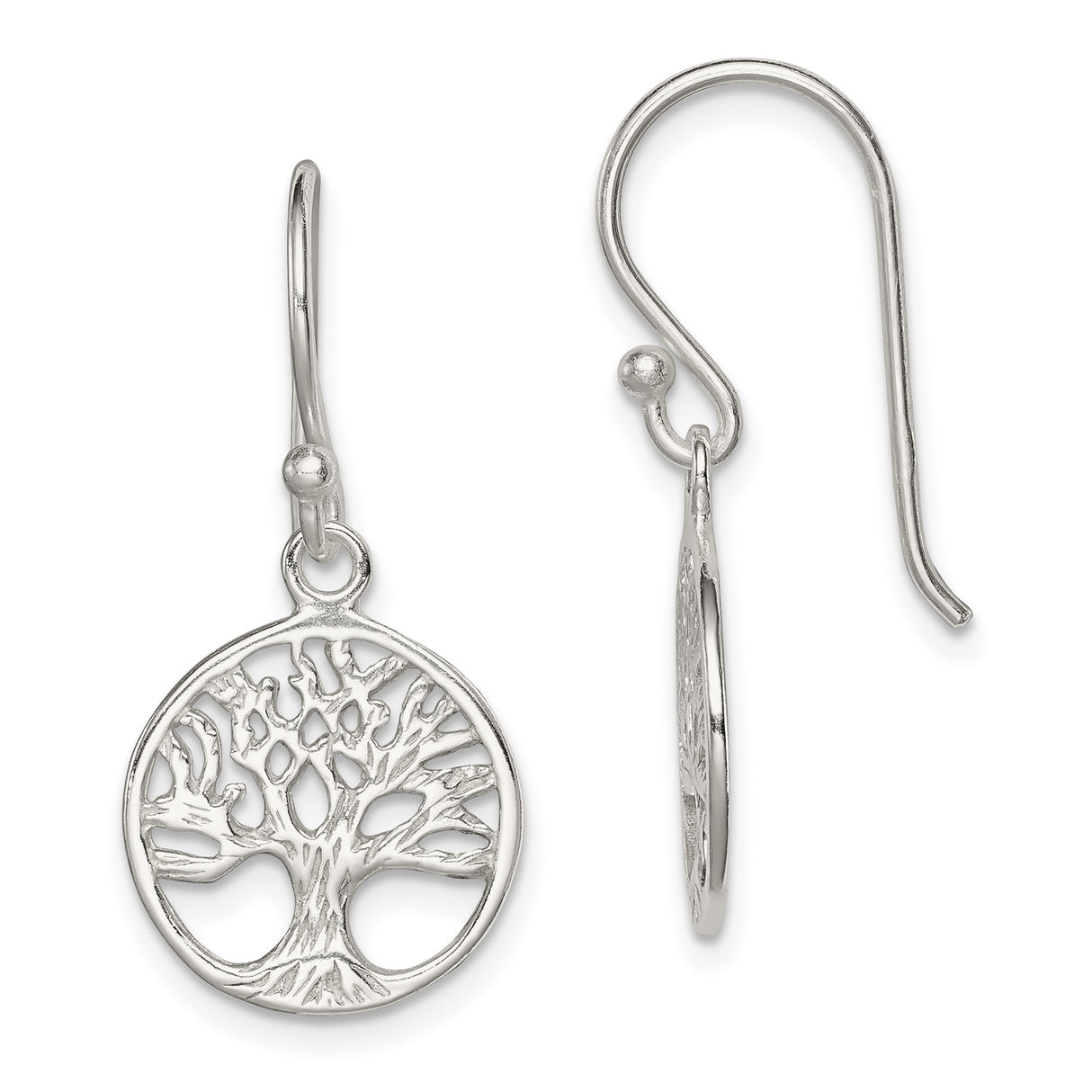 Sterling Silver Tree of Life Dangle Earrings, Openwork Celtic Spiritual Design for Women