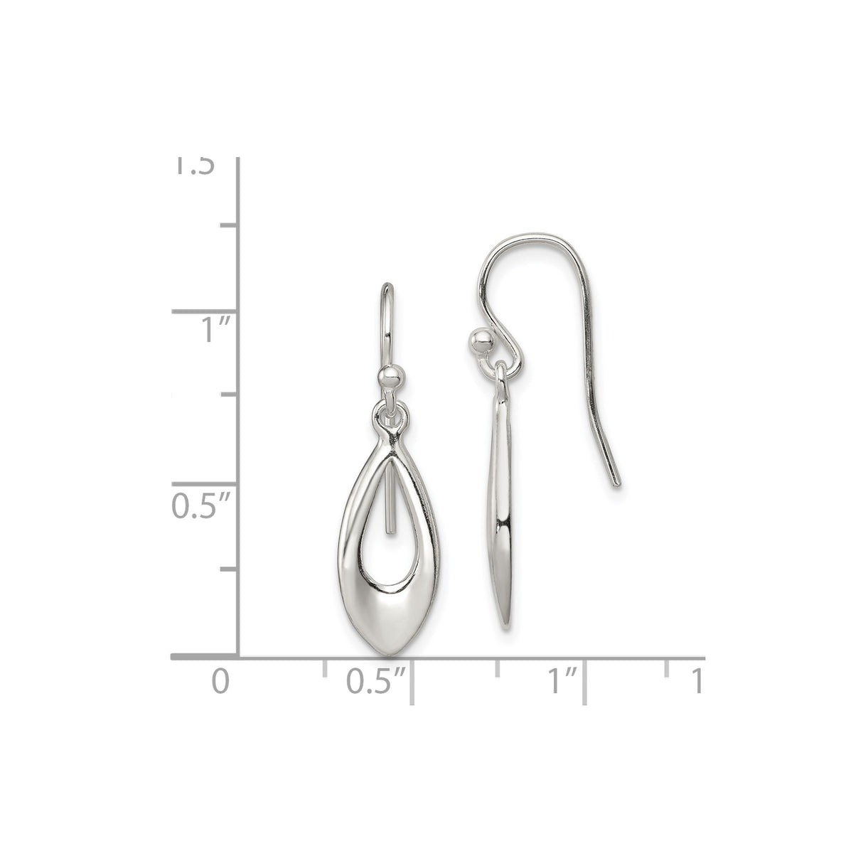 Sterling Silver Dangle Drop Earrings with Marquise Teardrop Shape, Minimalist Hook Design