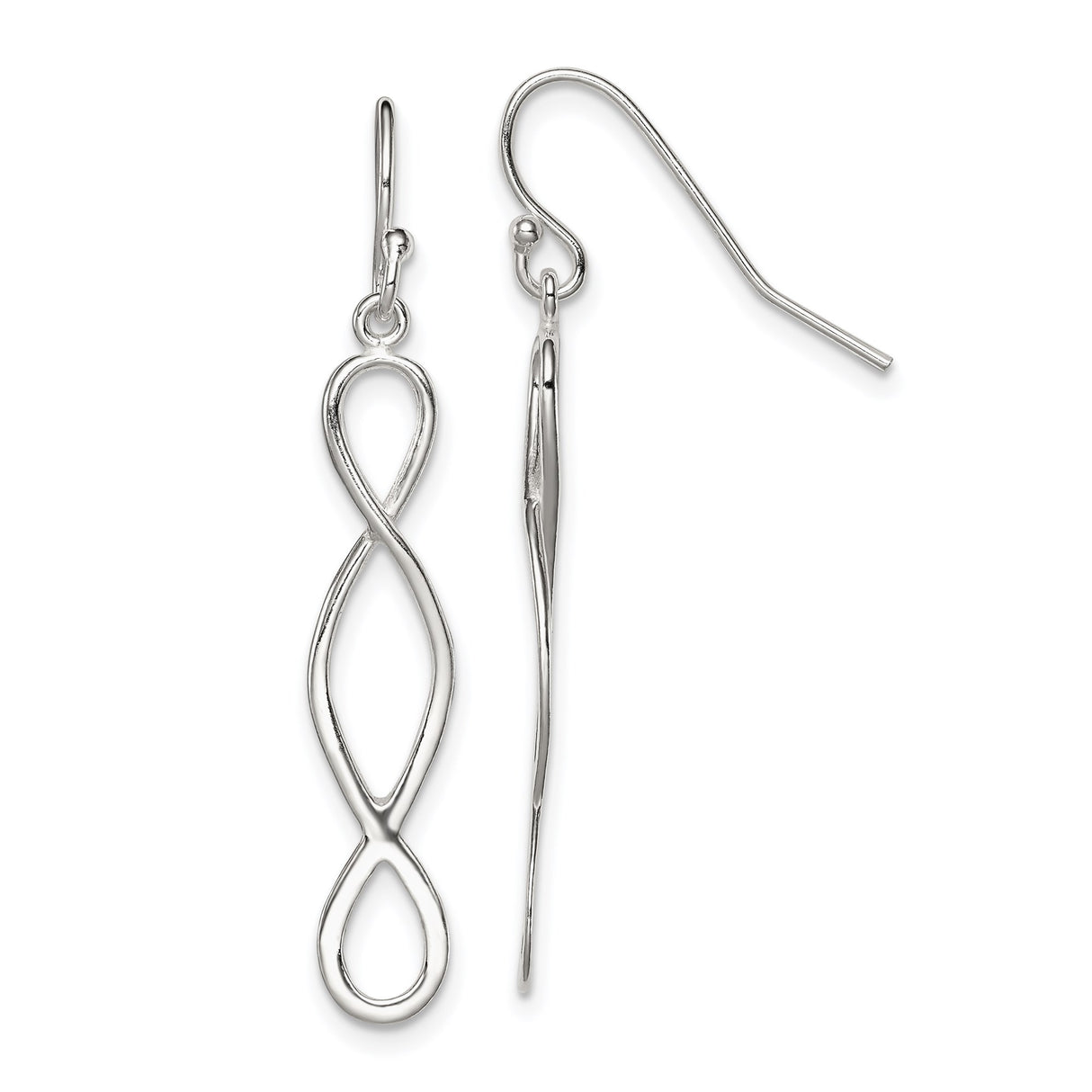 Sterling Silver Infinity Dangle Earrings with Open Loop Design for Women