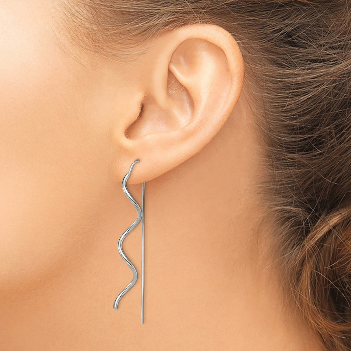 Sterling Silver Threader Earrings with Spiral Twist Design, Modern Minimalist Dangle Style