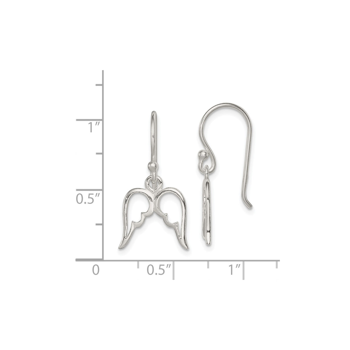 Sterling Silver Angel Wing Dangle Earrings, Lightweight Christian Faith Jewelry for Women