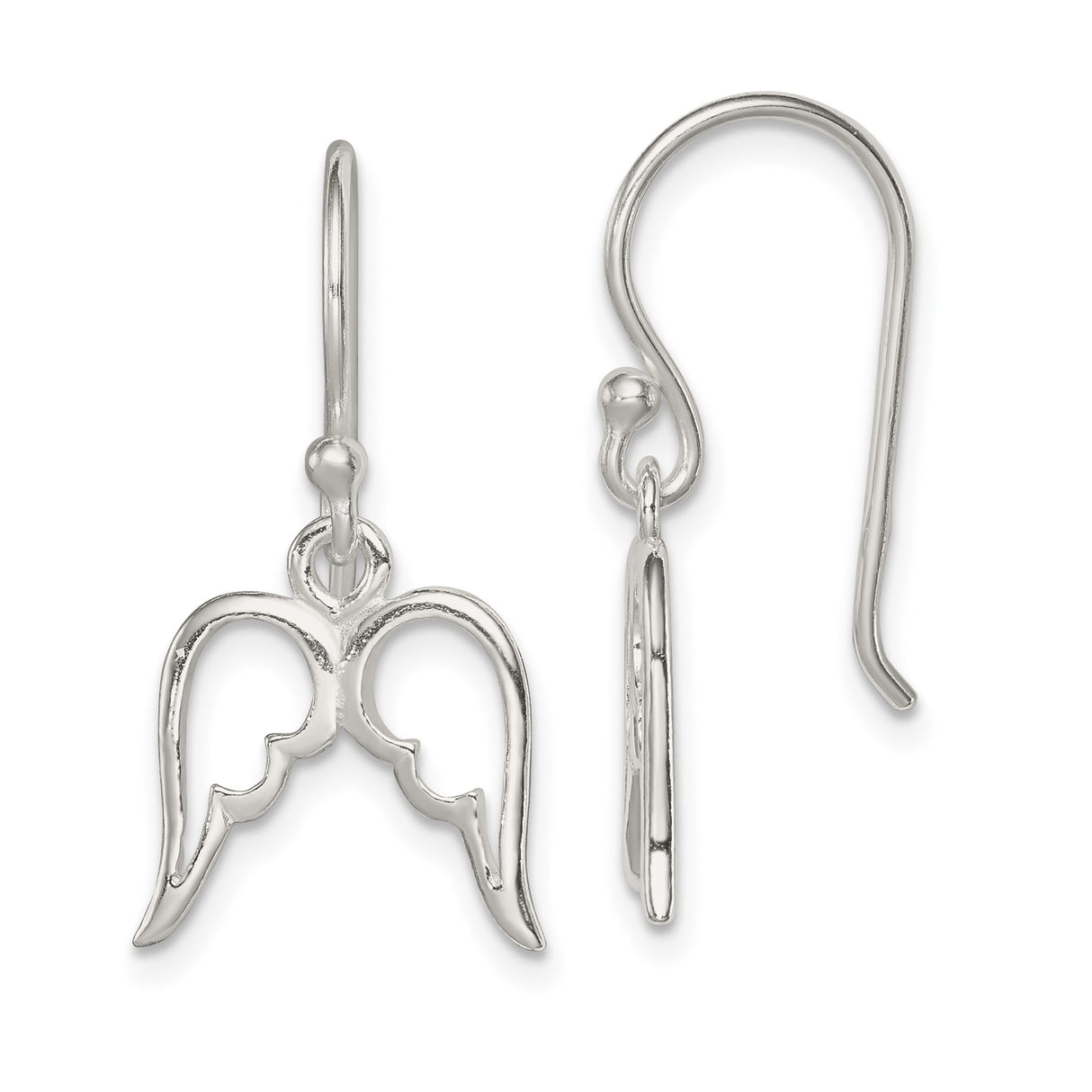 Sterling Silver Angel Wing Dangle Earrings, Lightweight Christian Faith Jewelry for Women