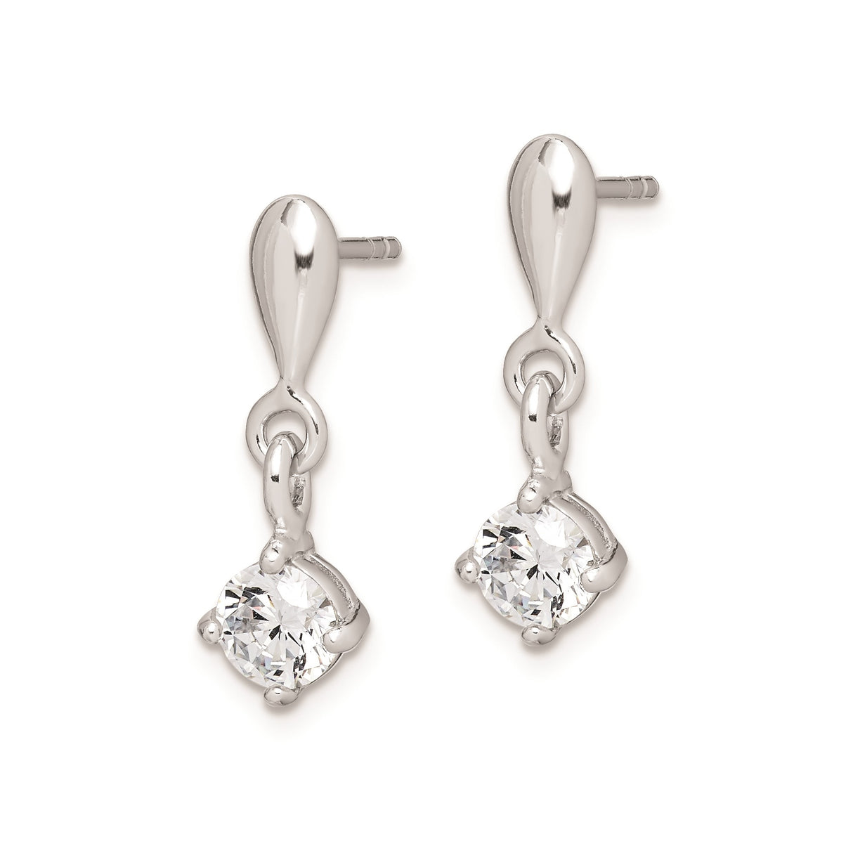 Sterling Silver Drop Earrings with Round Cut Cubic Zirconia, Dangle Design for Women