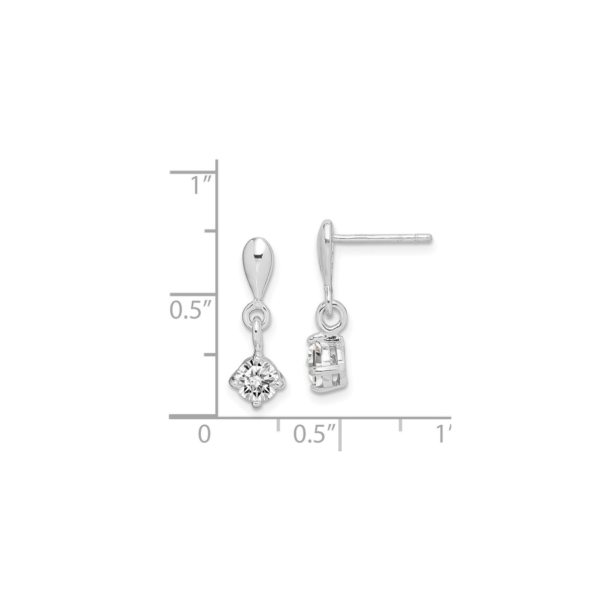Sterling Silver Drop Earrings with Round Cut Cubic Zirconia, Dangle Design for Women