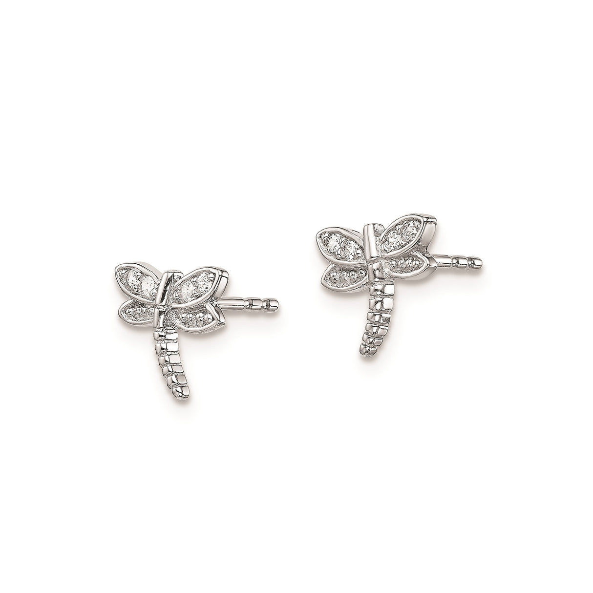 Sterling Silver Dragonfly Stud Earrings with Cubic Zirconia Accents