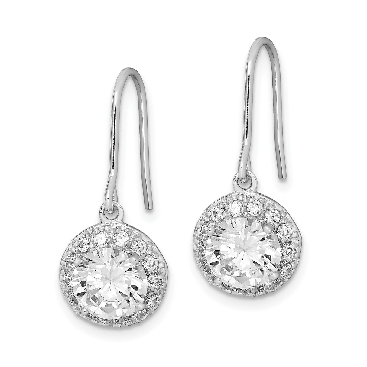 Sterling Silver Dangle Earrings with Cubic Zirconia, Classic Halo Drop Design for Women