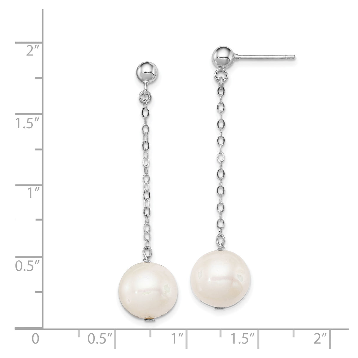 Sterling Silver Dangle Earrings with White Freshwater Pearls, Chain Drop Design, Bridal Jewelry