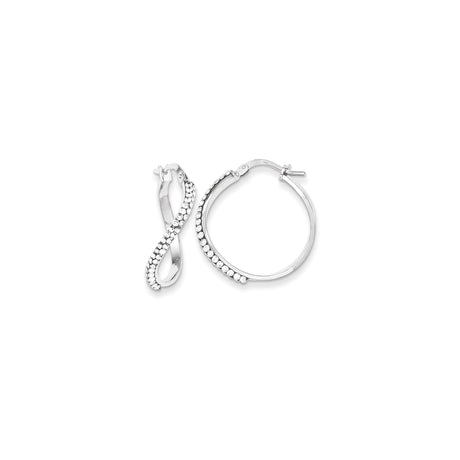 Sterling Silver Infinity Hoop Earrings with Cubic Zirconia, Lightweight Modern Design for Women