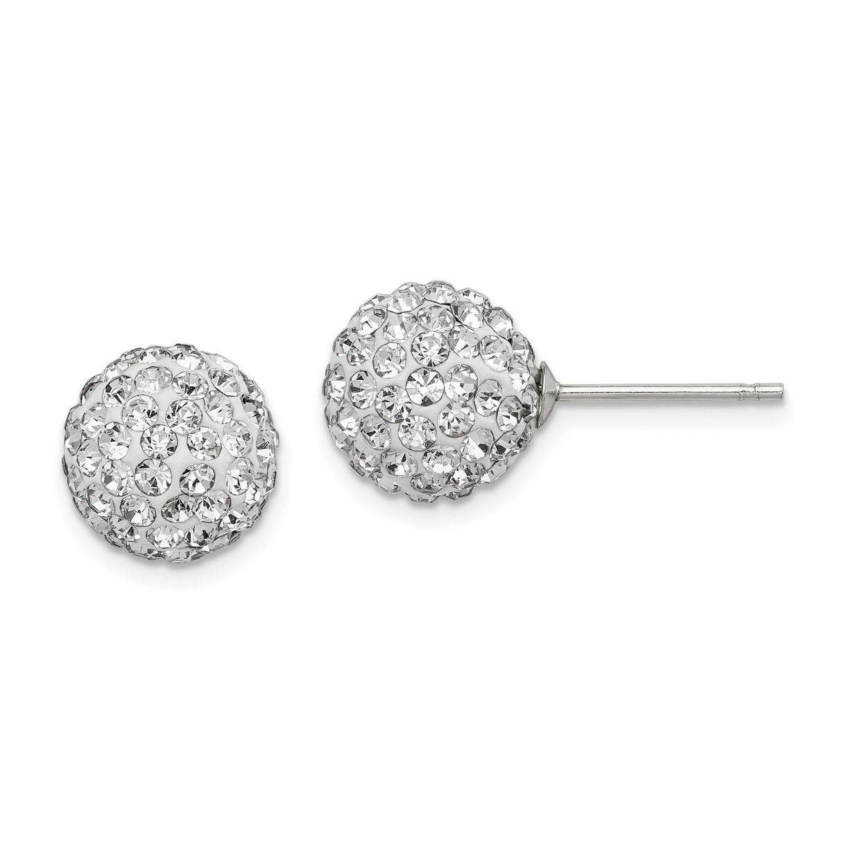 Sterling Silver Dome Stud Earrings with Clear Cubic Zirconia, Classic Round Post Style